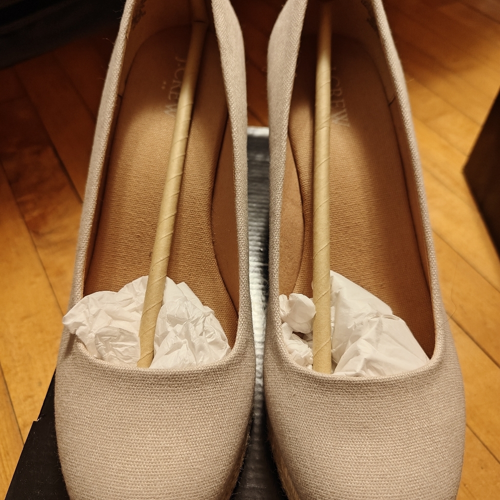 J Crew Seville wedge espadrille 8.5 flax color (nude)